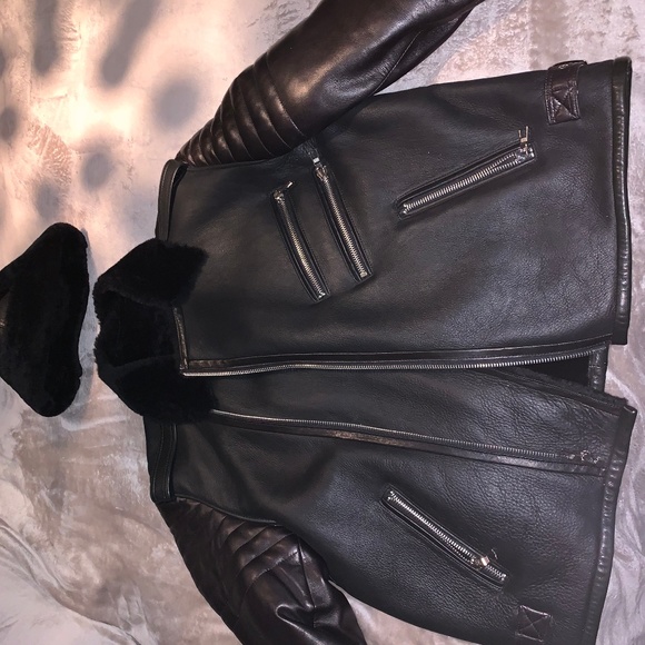 MEN BIKER SHEARLING JACKET & MATCHING RUSSIAN HAT